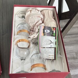 Italian Hand Decorated Wine Glasses- 6